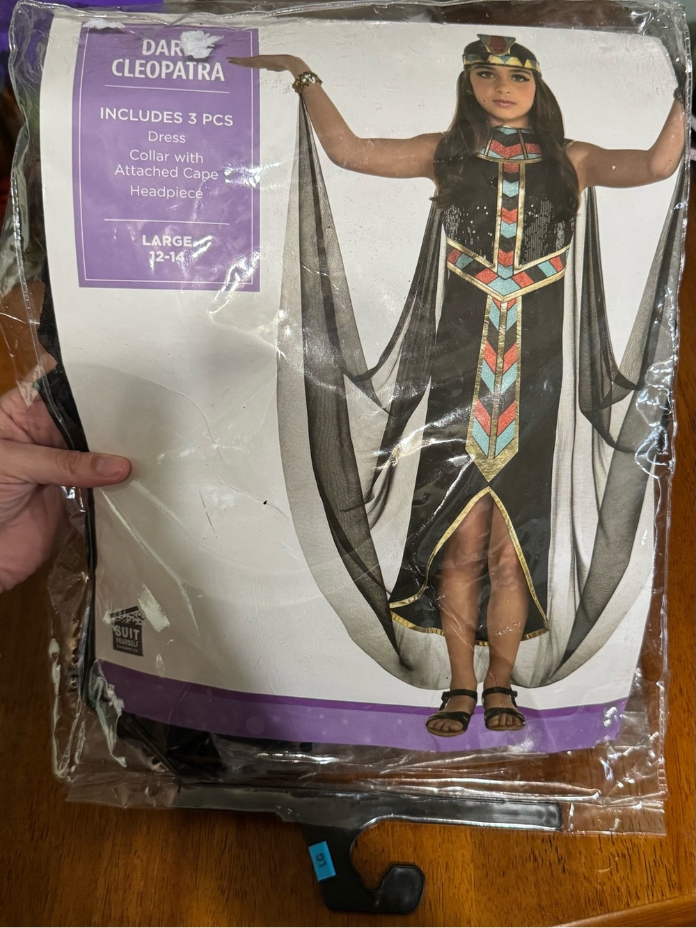 Amscan Dark Cleopatra Costume Girls 12-14 #451 Black 3 Pc Cape Headpiece